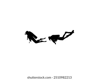 Silhouette of the Diving, Flat style, can use for Logo Gram, Sticker, Pictogram, Website, Apps, Diving Illustration or Graphic Design Element. Vector Illustration