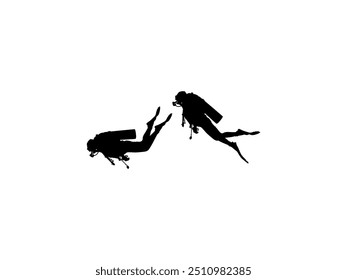 Silhouette of the Diving, Flat style, can use for Logo Gram, Sticker, Pictogram, Website, Apps, Diving Illustration or Graphic Design Element. Vector Illustration