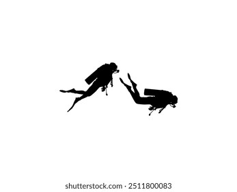 Silhouette of the Diving, Flat style, can use for Logo Gram, Sticker, Pictogram, Website, Apps, Diving Illustration or Graphic Design Element. Vector Illustration