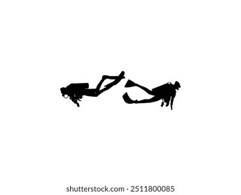 Silhouette of the Diving, Flat style, can use for Logo Gram, Sticker, Pictogram, Website, Apps, Diving Illustration or Graphic Design Element. Vector Illustration