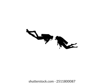 Silhouette of the Diving, Flat style, can use for Logo Gram, Sticker, Pictogram, Website, Apps, Diving Illustration or Graphic Design Element. Vector Illustration