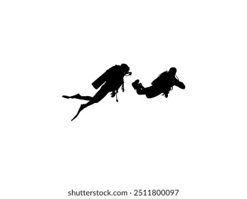 Silhouette of the Diving, Flat style, can use for Logo Gram, Sticker, Pictogram, Website, Apps, Diving Illustration or Graphic Design Element. Vector Illustration