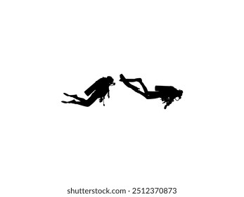 Silhouette of the Diving, Flat style, can use for Logo Gram, Sticker, Pictogram, Website, Apps, Diving Illustration or Graphic Design Element. Vector Illustration