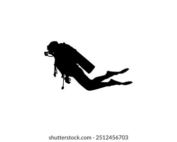 Silhouette of the Diving, Flat style, can use for Logo Gram, Sticker, Pictogram, Website, Apps, Diving Illustration or Graphic Design Element. Vector Illustration