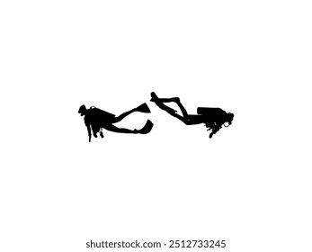 Silhouette of the Diving, Flat style, can use for Logo Gram, Sticker, Pictogram, Website, Apps, Diving Illustration or Graphic Design Element. Vector Illustration