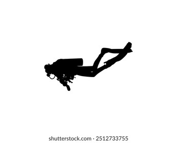 Silhouette of the Diving, Flat style, can use for Logo Gram, Sticker, Pictogram, Website, Apps, Diving Illustration or Graphic Design Element. Vector Illustration