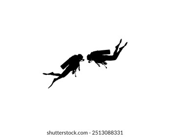 Silhouette of the Diving, Flat style, can use for Logo Gram, Sticker, Pictogram, Website, Apps, Diving Illustration or Graphic Design Element. Vector Illustration