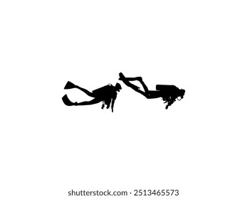 Silhouette of the Diving, Flat style, can use for Logo Gram, Sticker, Pictogram, Website, Apps, Diving Illustration or Graphic Design Element. Vector Illustration