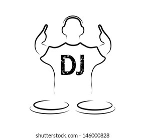 silhouette of the DJ on a white background