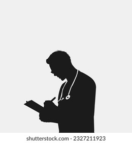 Silhouette of doctor with clipboard