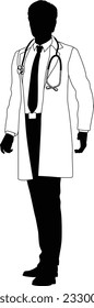 Silhouette doctor man medical healthcare person in a lab coat.