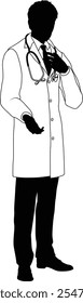 Silhouette doctor man medical healthcare person in a lab coat.