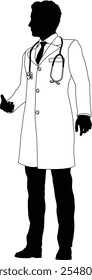 Silhouette doctor man medical healthcare person in a lab coat.