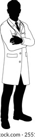 Silhouette doctor man medical healthcare person in a lab coat 