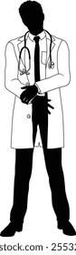 Silhouette doctor man medical healthcare person in a lab coat.