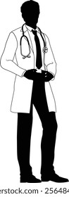 Silhouette doctor man medical healthcare person in a lab coat.