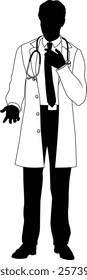 Silhouette doctor man medical healthcare person in a lab coat.