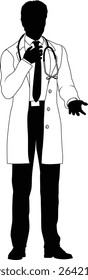 Silhouette doctor man medical healthcare person in a lab coat.