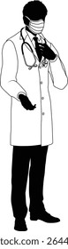Silhouette doctor man medical healthcare person in a lab coat and ppe mask.