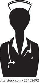 Silhouette Doctor With A Stethoscope On Her Neck