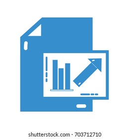 silhouette document with statistics bar diagram graphy