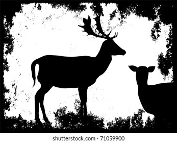 silhouette of a doe with grunge