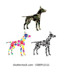 The Silhouette Of Dog With Abstract Pattern. Vector Illustration