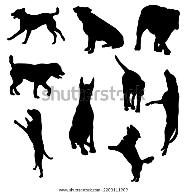 Silhouette Dog Activities Set Vector Stock Vector (Royalty Free ...