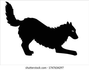 The Silhouette Of A Dog. Big Shaggy Dog - Black Vector Silhouette For Logo Or Sign. Dog Silhouette For Corporate Identity Or Pictogram.