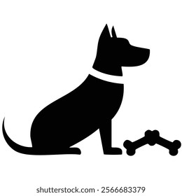 A silhouette of a dog with bones