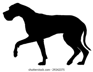 Silhouette of a dog of breed Great Dane