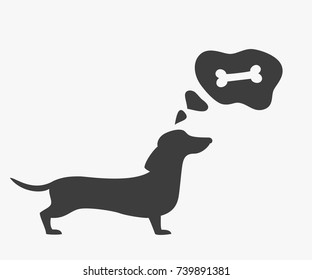 Silhouette of dog with bubble on the white background. Vector illustration.
