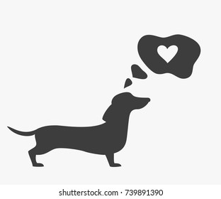 Silhouette of dog with bubble on the white background. Vector illustration.