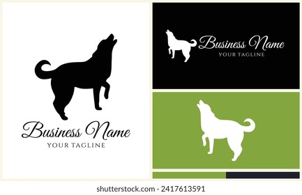 silhouette dog bulldog logo template