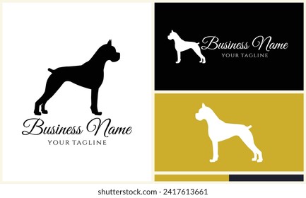 silhouette dog bulldog logo template