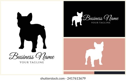 silhouette dog bulldog logo template