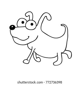 Silhouette of the dog in a cartoon style, vector illustration