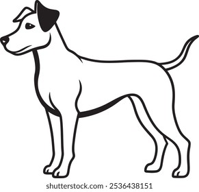 Silueta de un perro. Silueta de Vector de un perro sobre un fondo blanco. Perro negro aislado sobre fondo blanco. canino recortado. obras de arte y Ilustraciones vectoriales hechas a mano.