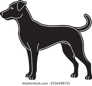 Silueta de un perro. Silueta de Vector de un perro sobre un fondo blanco. Perro negro aislado sobre fondo blanco. canino recortado. obras de arte y Ilustraciones vectoriales hechas a mano.