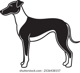 Silueta de un perro. Silueta de Vector de un perro sobre un fondo blanco. Perro negro aislado sobre fondo blanco. canino recortado. obras de arte y Ilustraciones vectoriales hechas a mano.