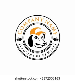Silhouette Dog Emblem Logo Vector Design Template