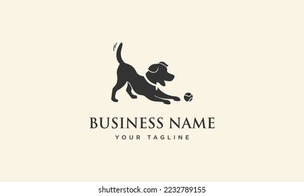 silhouette dog fun logo design