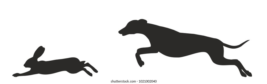 Silhouette of dog with hare