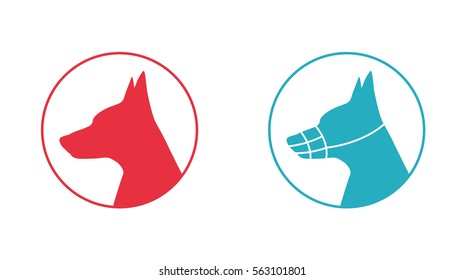 Silhouette of a dog head with muzzle, icon