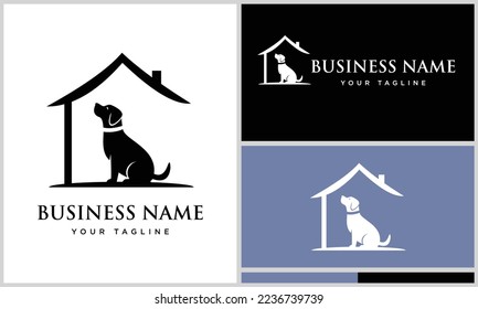 silhouette dog and home logo