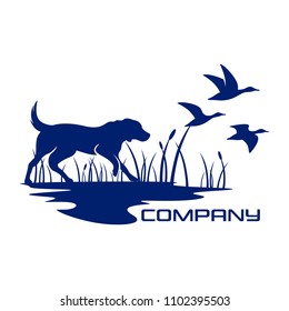 Silhouette Dog Hunting Logo