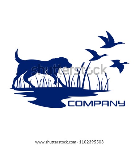 Silhouette dog hunting logo