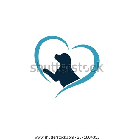 silhouette of a dog inside a heart shape, symbolizing love and care for pets