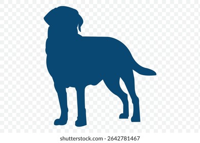 A silhouette dog isolated on a transparent background .   Vector black dog silhouette isolated . 