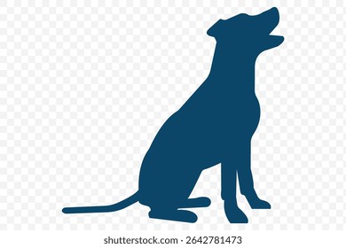 A silhouette dog isolated on a transparent background .   Vector black dog silhouette isolated . 